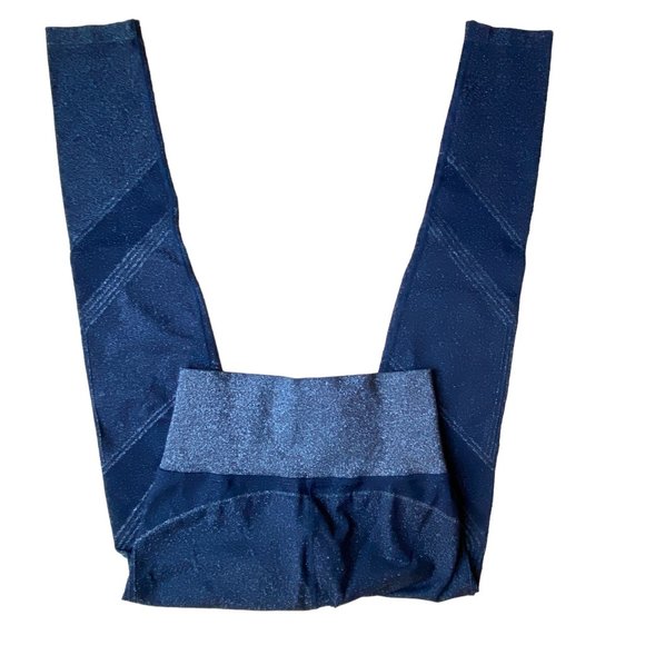 NWOT Athleta Twilight Sparkly Leggings Navy Silver Active Athleisure-M - Picture 11 of 12